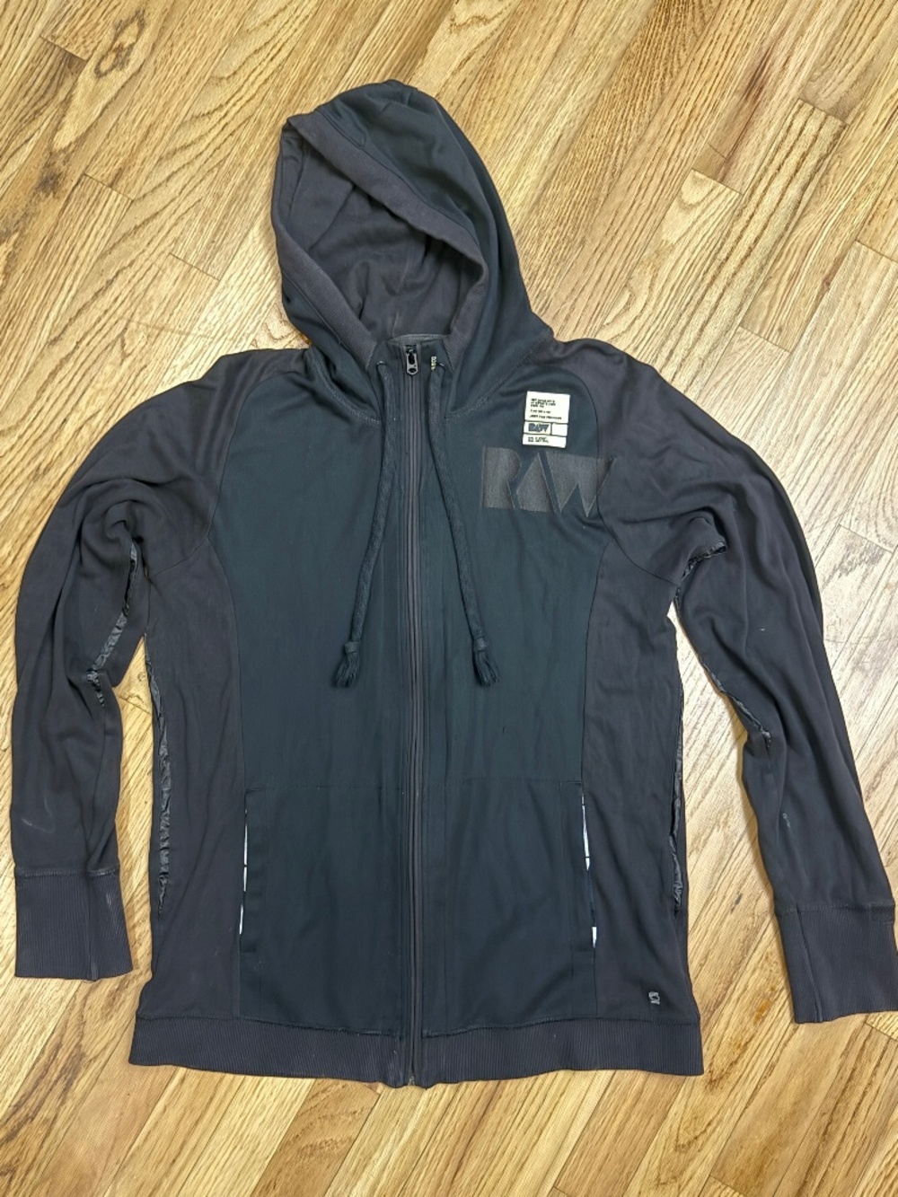G-Star RAW Black Technical Zip Hoodie Y2K